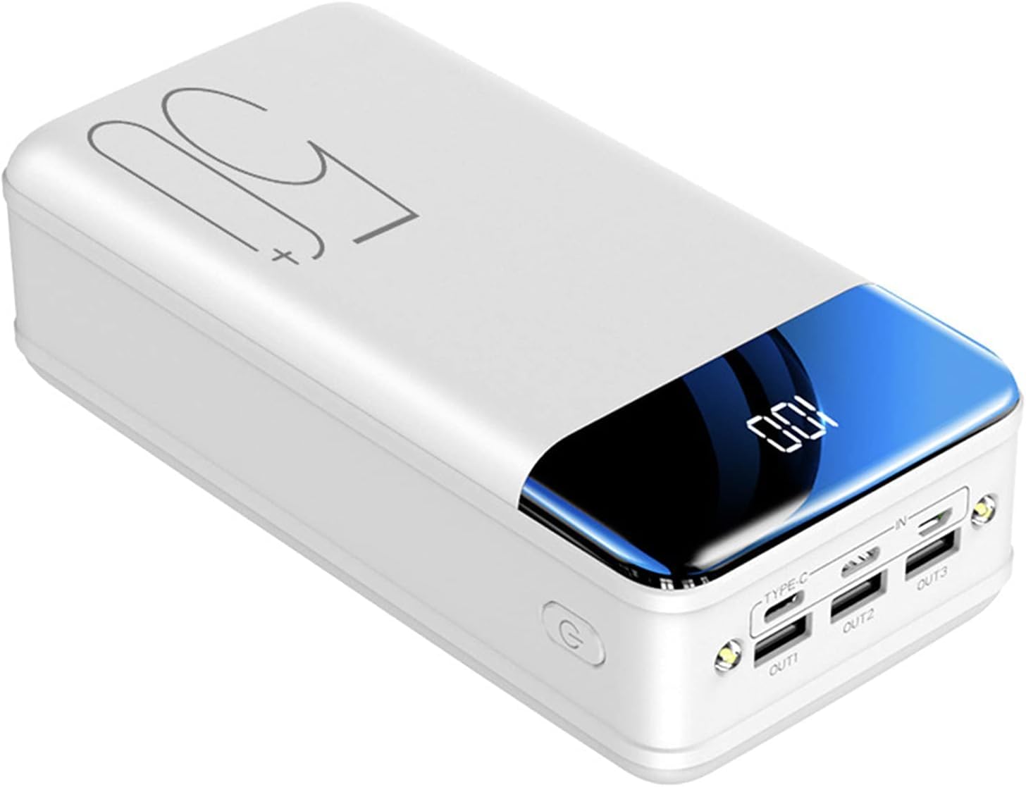 Powerbank 80000 mAh na zewnątrz Camping 2,1 A Szybkie ładowanie Przenośna ładowarka Bateria zewnętrzna z wyświetlaczem LED do telefonów Tablety, 40000 mAh, biała