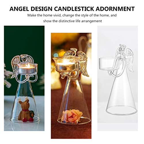 Vorcool Christmas Glass Candle Holder European Style Clear Angel Candlestick Crystal Taper Cup Desktop Ornament Bling Wedding Anniversary Sweet Gift For Xmas Holiday Decor #TOP1