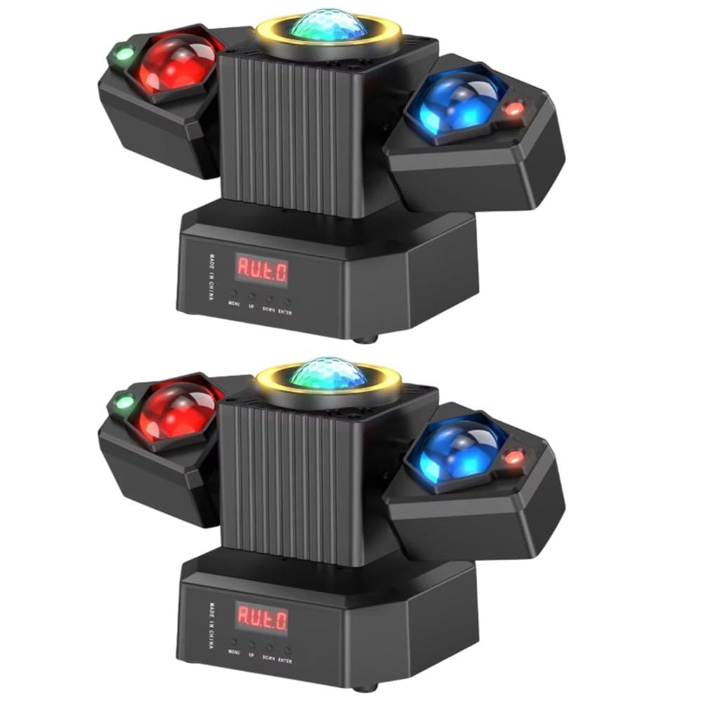 Aundhegrtt 2Pcs Two- Stage Light RGBW Moving DJ Light with Effect for Concert Church Club Party and Wedding Shows UK UK Plug