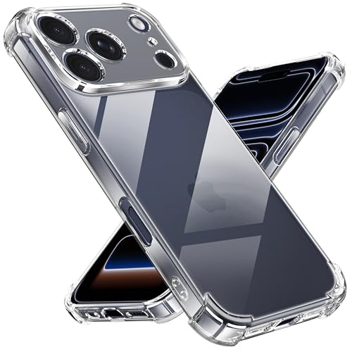 Tentoki Funda para iPhone 17 Pro MAX (6,9 Pulgadas), Carcasa Protectora con Cojín de Aire Esquina Integrado, Antigolpes, Antiarañazos, Antichoque, Anti Amarillo, Suave TPU, Transparente