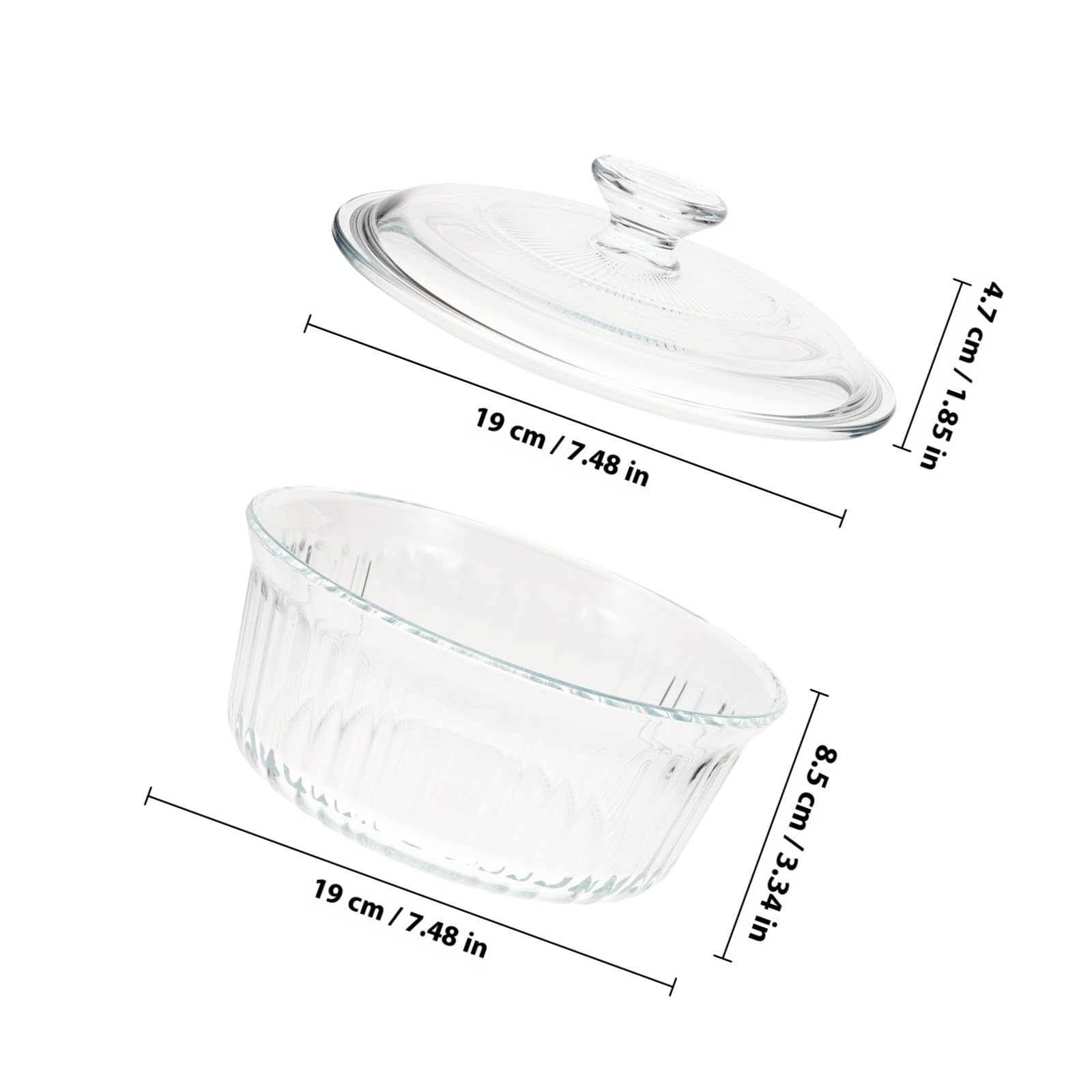 Juego de Cazuela de Cristal 1.6 L con Tapa de Vidrio, Fácil Limpieza y Calentamiento Uniforme para Uso Diario en Cocina