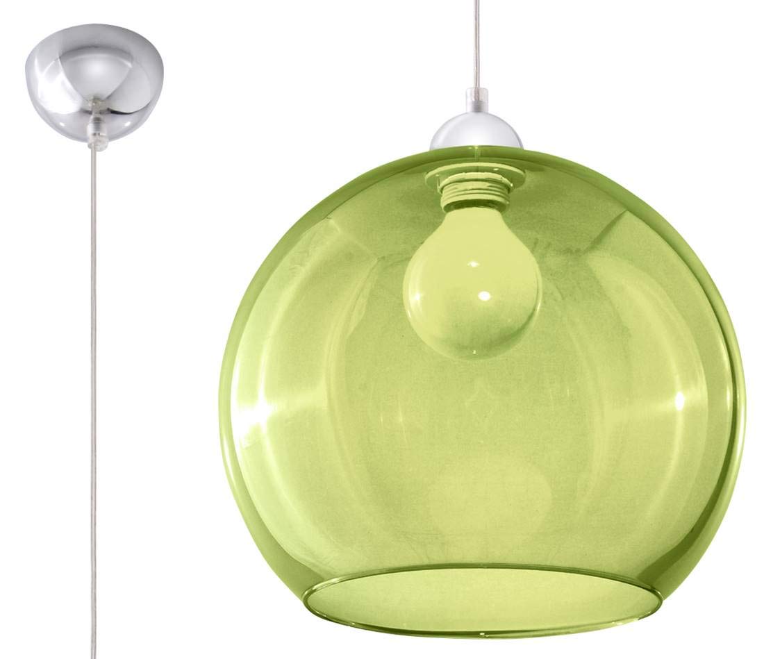 Sollux Lighting Grün, Chrome Glass Ball Pendant Light, Green, Chrome