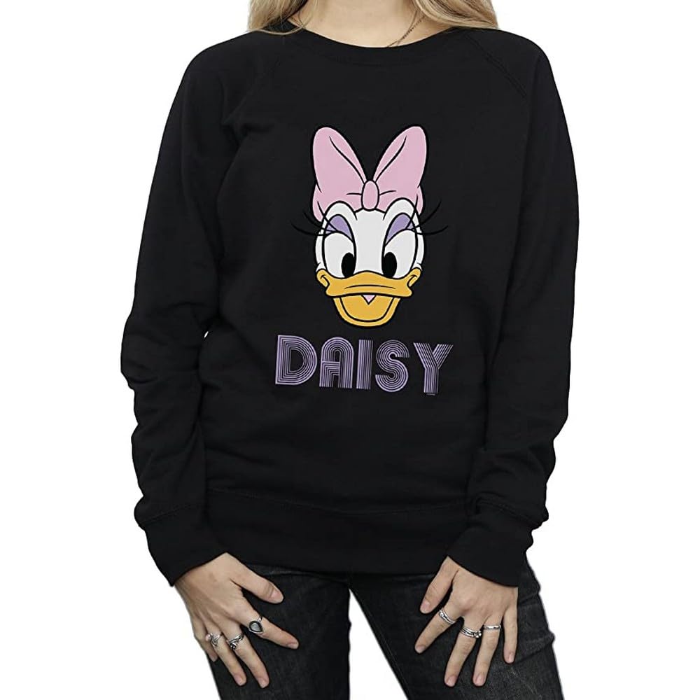 Disney Women's Daisy Duck Face Sweatshirt Medium Black