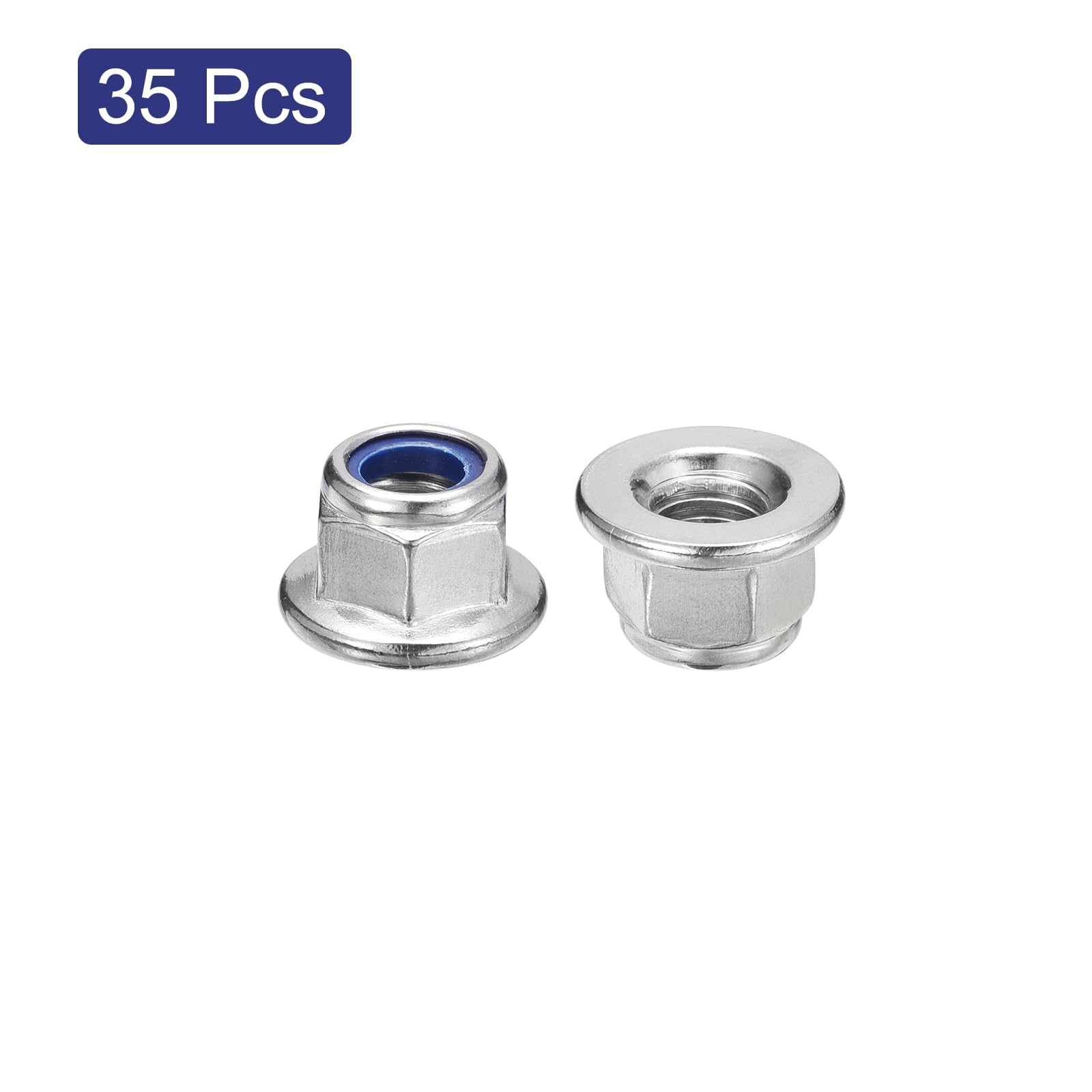 TA-VIGOR 35Pcs M6 x 1mm Flange Lock Nuts, Stainless Steel Nylon Insert Hex Self Locking Nuts for Industrial Construction Fasteners - Image 3