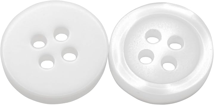 100 Pcs Mother of Pearl Buttons 18L 11mm Buttons for Shirt 4 Hole 0.45 inch Pearl Round Glossy Plastic White Pearlized Bulk Standard Shirt Ideal for Clothes Blouse Suit Dress Skirt DIY Craft