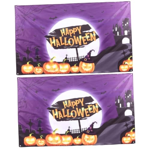 2 Pezzi Di Sfondo Di Halloween Forniture Per Feste Di Banner Con Immagini Festa In Fattoria Di Decorazioni Di Inquietante Panno Zucca