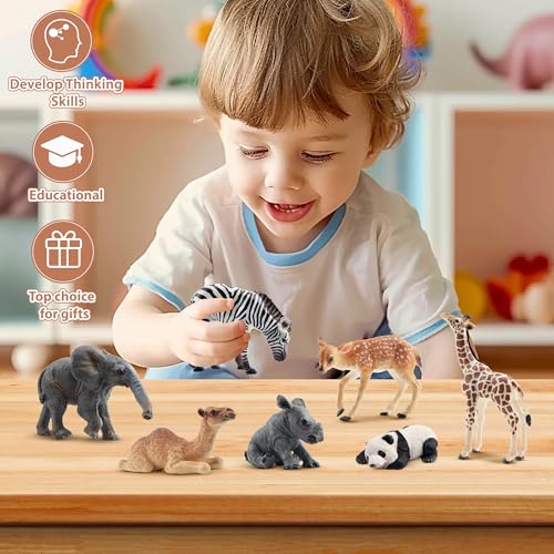 TOYMANY 12 Stück Wald Tiere-Figuren Set Wild Spielfiguren Dschungel Spielzeug Dschungeltiere Baby Figur Plastiktiere Zoo, Osterei, Kuchendeckel Weihnachtsgeburtstagsgeschenk für Kinder
