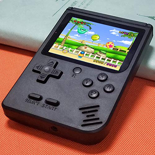 JJFUN Portable Handheld Game Device for Kids 4-8 , Retro Video Game Player Built-in 400 Classic Old Games 3.0\" LCD Screen, Classic AV Out TV Gaming Device Great Gift Idea for Children (Black)