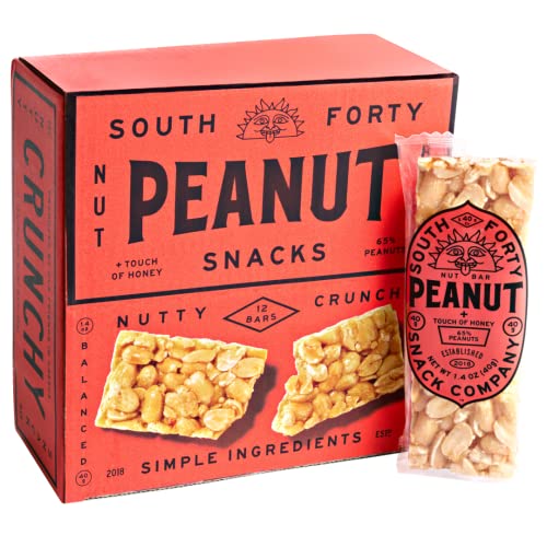 South 40 Snacks Peanut Bar, Extra Crunchy Nut Snack Bar, Simple Ingredients, Honey And Sugar, Delicious Healthy Protein Nut Clusters, Individually Wrapped, 7 Grams Of Protein (40G Bar, Pack Of 12) #TOP15