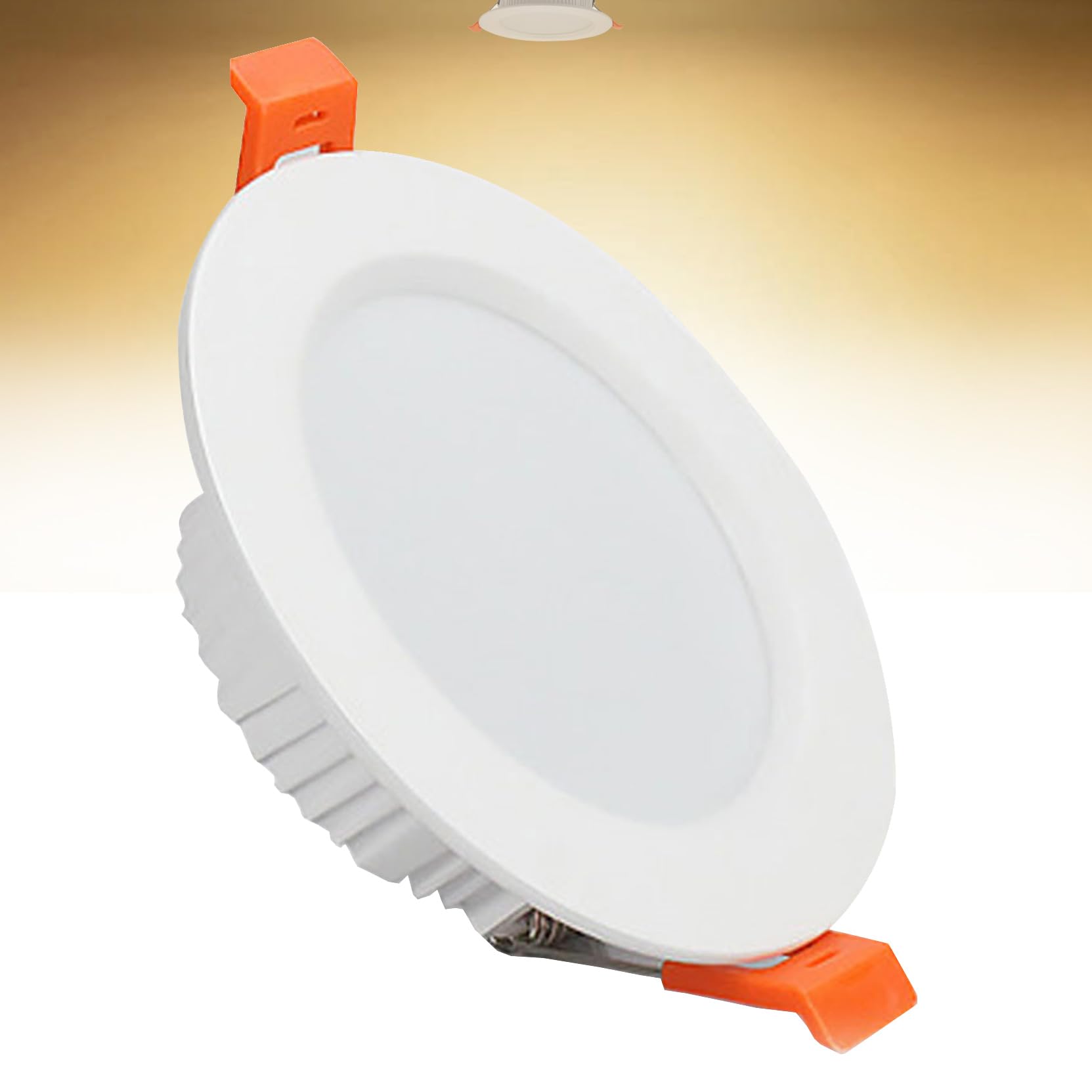 9W LED Recessed Ceiling Spotlights, 3000K Warm White Ultra Slim Panel Light, Cut Φ90-100mm, AC110-240V Round Downlights for Living Room Office, 1 Pack