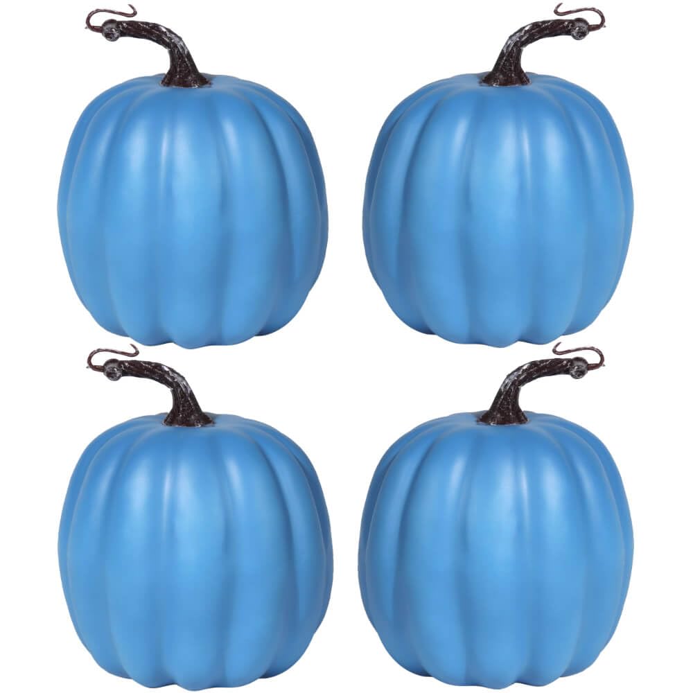 vensovo 6 Inch Large Blue Pumpkins for Decorating - 4PCS Big Blue Foam Decorative Pumpkins for Fall Decor, Blue Artificial Pumpkins Perfect for Halloween Decor Thanksgiving Table Decor