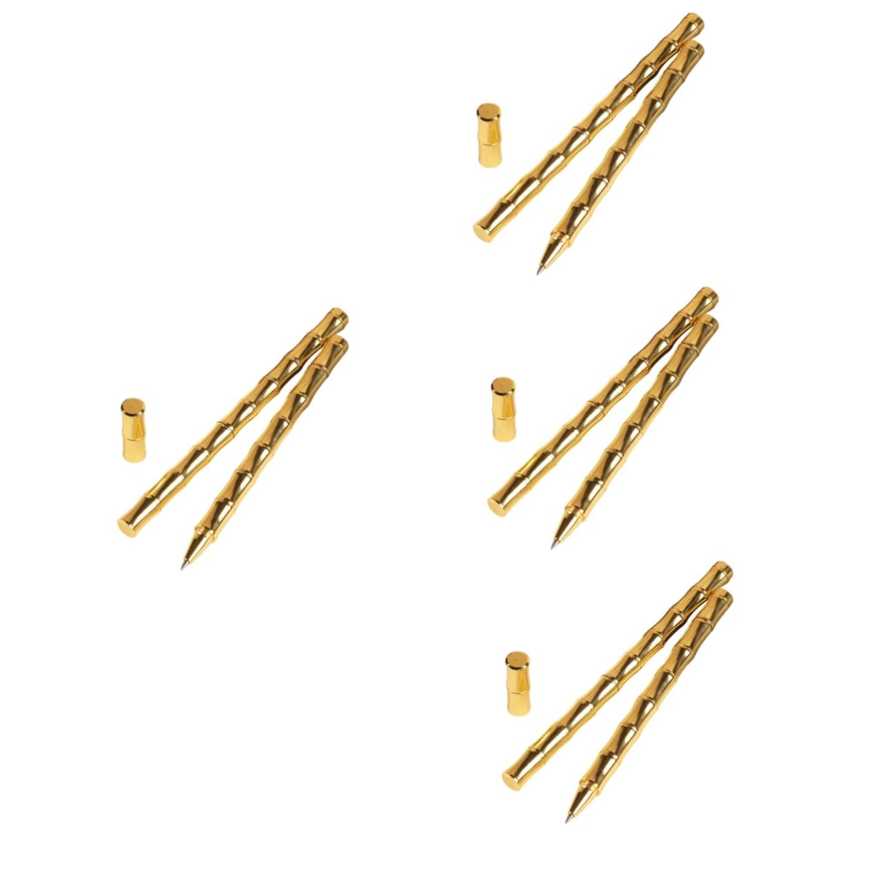 4 Ensembles Stylo Signature Neutre En Bambou Stylos Stylo À Bille Décoratif Sign Pen D'affaires Créatifs Fournitures De Bureau Laiton Golden 2 Pièces * 4