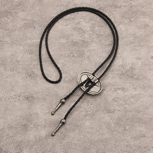 Image of GelConnie Longhorn Bull Bolo Tie for Men Native American Western Cowboy Leather Necktie Bolo Necklace for Women Gold Texas