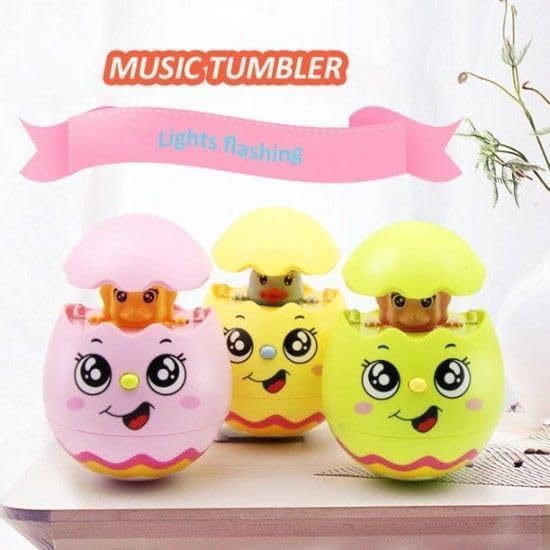 Image of BLISSBORN Roly Poly Egg Music Tumbler /Wobbling Bell Visual Development Light & Sound Toy /Tumbler Doll Toy for 3 Months & Above - Multicolour (Pack of 1)