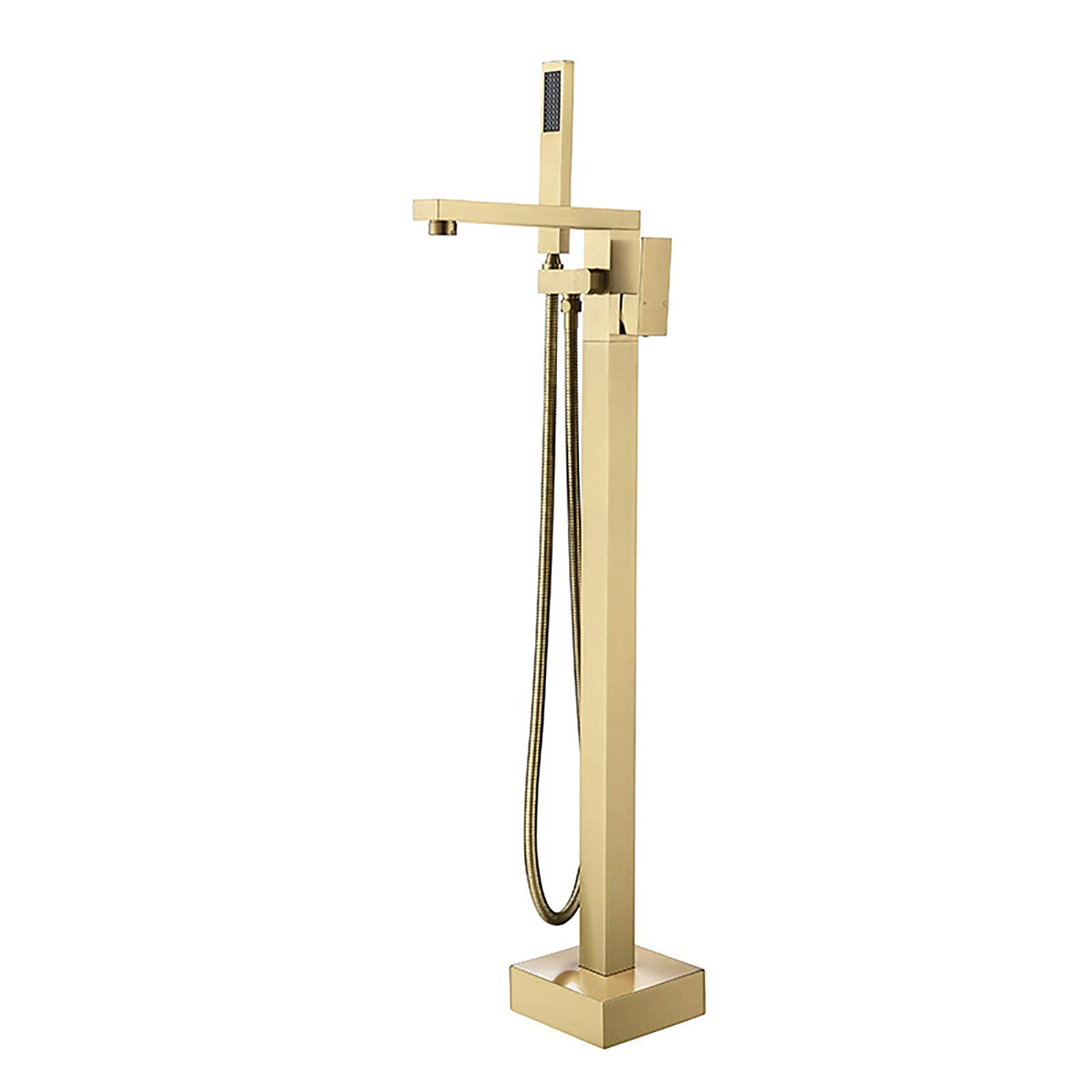 CWCQGH Freestanding Bathtub Faucet Brushed Gold Floor Mount Tub Filler Brass Freestanding Bath Taps with Handheld Shower and 360° Swivel Spout,Type B2 Decoration,Type B2