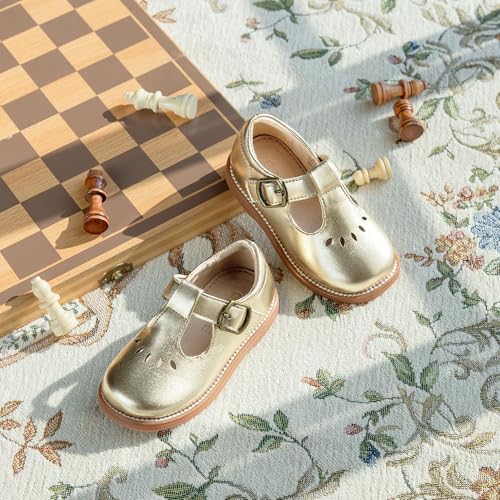 Image of GINFIVE Toddler Girls Dress Shoes Little Kids Flats School Mary Janes Shoes