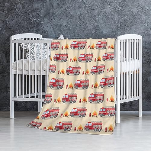 Image of Fire Truck Fireman Baby Blanket Gifts Super Soft Swaddle Newborn Cozy Baby Receiving Blanket Stroller Throw Blanket for Crib 40x30 in forBaby /Puppy