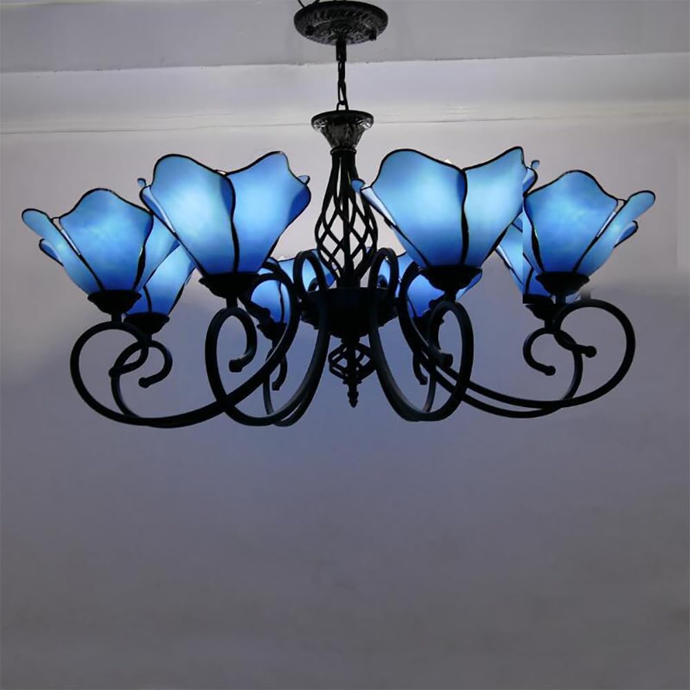 FZQSXAZU American Retro Chandelier LED Mediterranean Sea Creative Cafe Living Room Restaurant Bedroom Villa Hotel Pendant Lights+ (B 8 Lights)