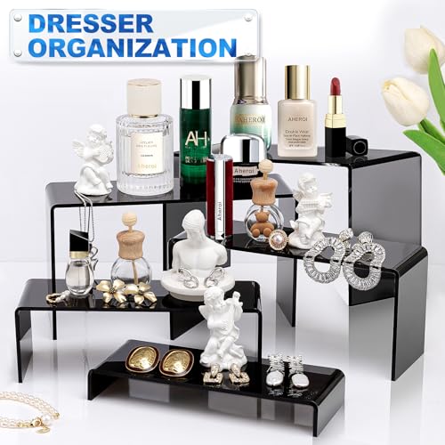 Image of Aheroi Acrylic Risers Display Stands, Acrylic Stands for Display 10Pcs 2Set | Arylic Display Stands Shelf Riser, Black Display Stand Set for Decor,Cupcake Stands Buffet Food Display Set,(7 inchL~8 inchL~9 inchL)