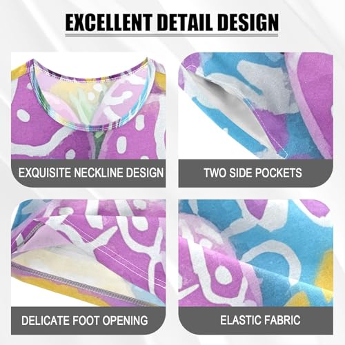 Summer Pajama Set Easter Eggs Pattern, Short Sleeve Sleepwear Nightwear4