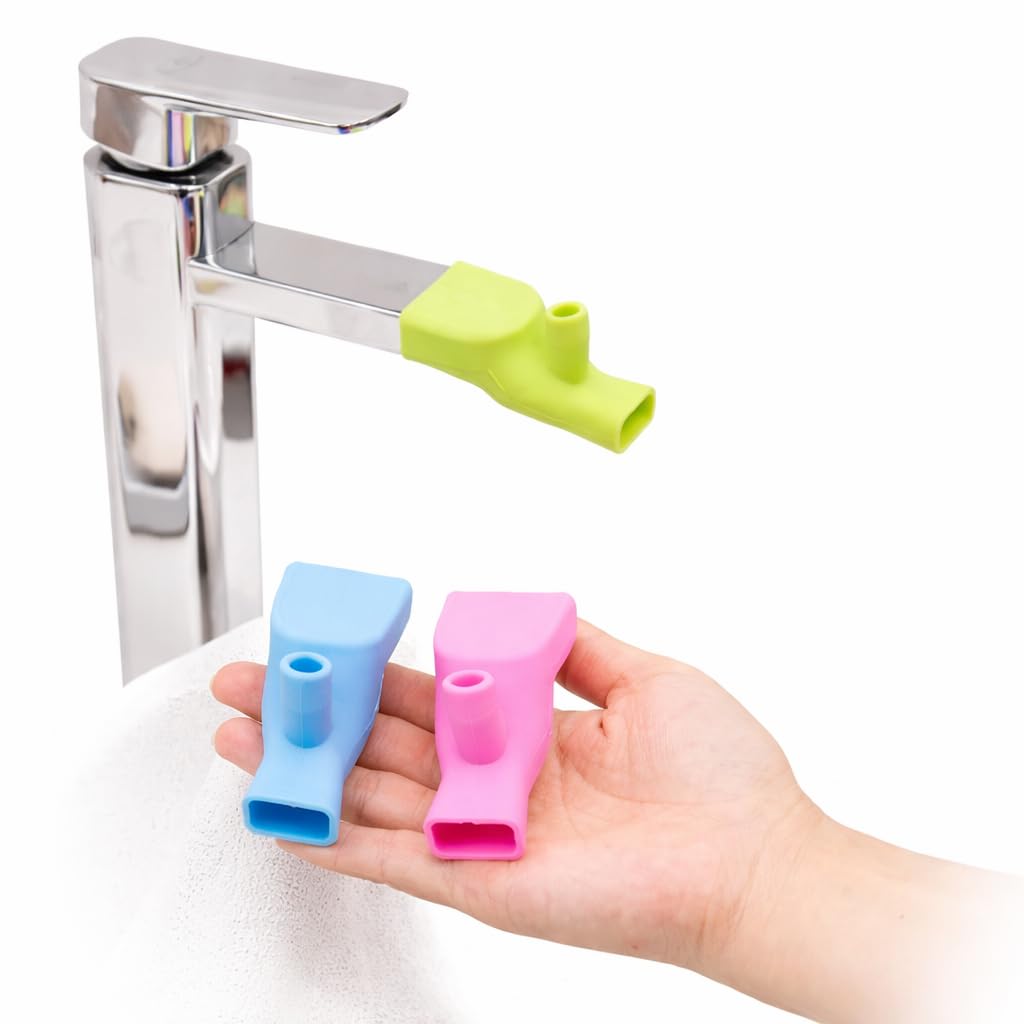 2 in 1 Faucet Extender Kitchen Water Tap Extension,Tooth Brushing Gargle Hand Washing Extender Bathroom Kitchen Sink Silicone Faucet Extender Accessories (Pack of 2) (Multicolor)-image-9