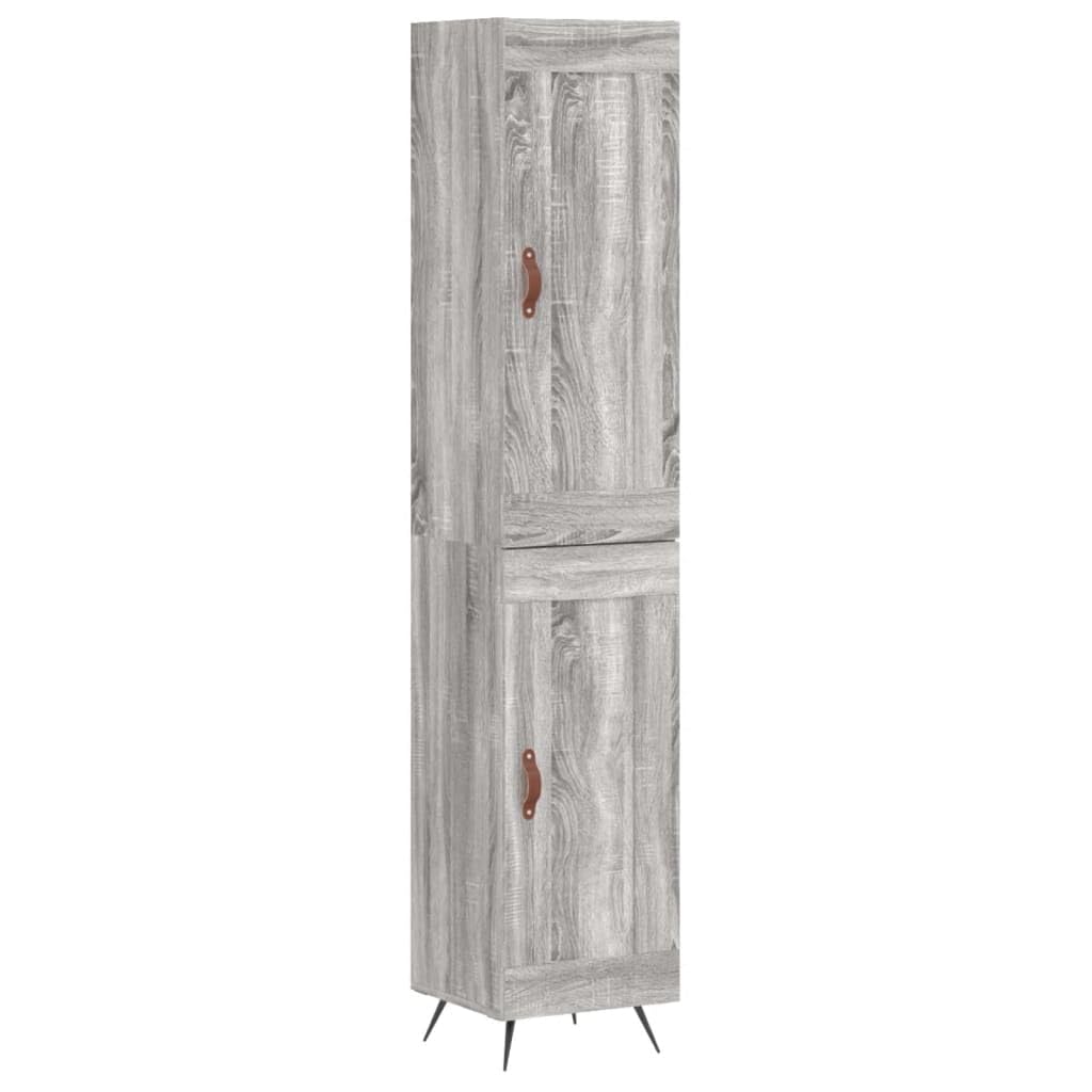 Wysoka komoda Sonoma szara, 34,5 x 34 x 180 cm, wykonana z materiału drewnopochodnego, z metalowymi nóżkami, wszechstronne miejsce do przechowywania do sypialni, salonu i biura, elegancka
