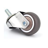 Vista 1 de Paquete de 4 ruedas giratorias pequeñas de 1 pulgada para carrito de compras, de goma suave, TPE M6x 0.591 in, mini rueda de vástago roscado