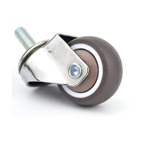 Miniatura 2 de Paquete de 4 ruedas giratorias pequeñas de 1 pulgada para carrito de compras, de goma suave, TPE M6x 0.591 in, mini rueda de vástago roscado,