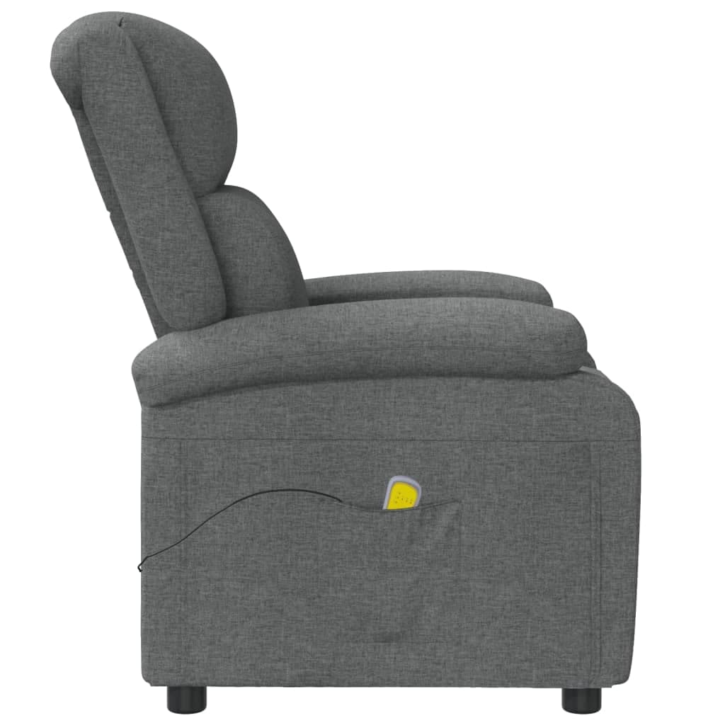 Side view of the vidaXL Massage Recliner showing the remote control in a side pocket.