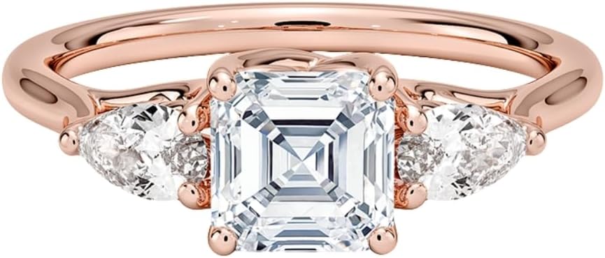 1-5 Ct IGI Certified Lab Grown Diamond Ring for Women, 10K 14K 18K Solid Gold Trellis Three Stone Pear Lab Grown Diamond Engagement Ring Christmas Gift For Women (Color:E-F, Clarity:VVS2)