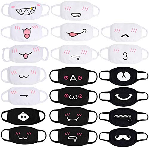 Bageek 20PCS Mundbedeckung Cartoon Anti Staub Baumwolle Gesichtsbedeckung Mundschutz für Männer Frauen