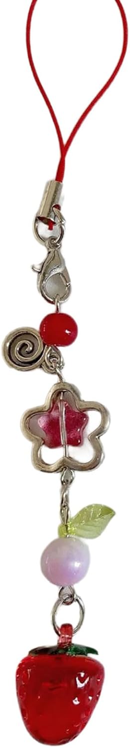 Cute Bag Pendant Strawberry Shape Stylish Phone Jewelry for Parties and Gatherings, As Pictures Show, Red