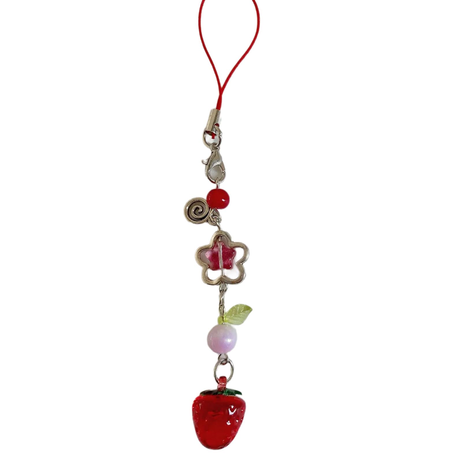 Whltzf Red Fashionable Strawberry Bag Charm Delicate Keychain Charm Sweet Strawberry Phone Pendant Suitable For Various Occasions Decoration For Wallets And Backpacks