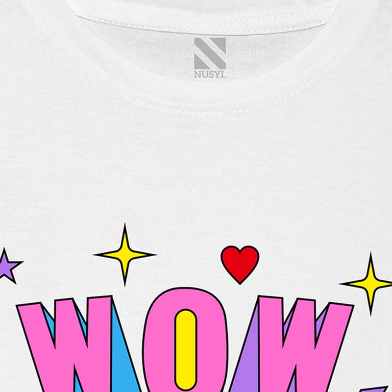 Image of Nusyl Girls Half Sleeves Wow Printed T-Shirt - NUGCTSH0070