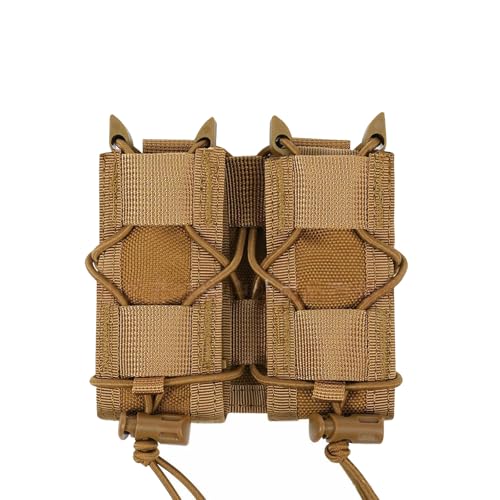 Pistol Double Magazine Holster, Double 9mm Mag Pouch,Velcro Wrap Belt Holder for 9MM/Glock/Single/Dual Stack Gun Magazines Pouches (Khaki)