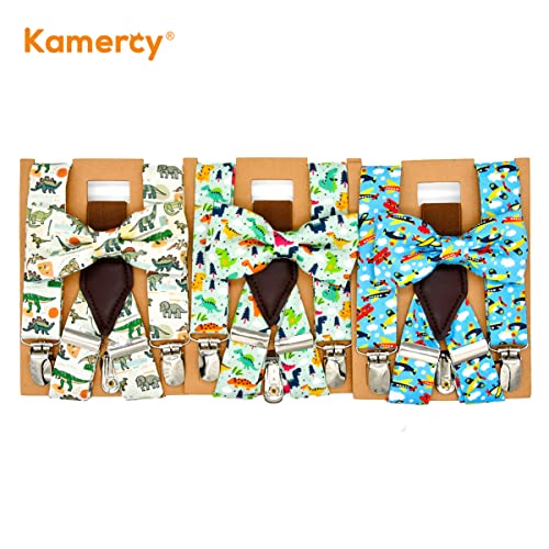Kamercy Boy Suspenders Bow Tie Set, Dinosaur Suspenders, Kid Outfit, First Birthday Boy, Ring Bearer Outfit, Toddler Suspenders #TOP4