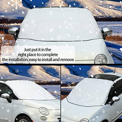 Image of HAPPYHORSE Snow Windshield Snow Cover for Fiat 500 Abarth 2010-2023 Winter Snow Frost Car Windshield Cover Accessories