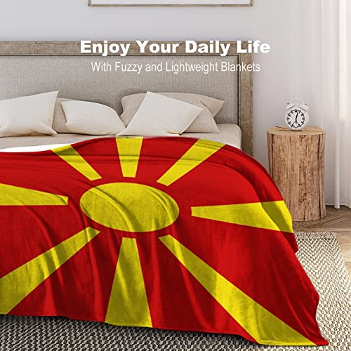 Couverture en peluche drapeau Macédoine 127x152 cm pour canapé - 3