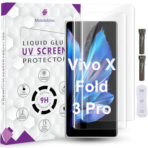 Image of Advanced HD+ UV Tempered Glass Screen Protector For Vivo X Fold 3 Pro (8.03 Inch, Pack of 2) Full Adhesive UV Curved Screen Guard, Case Friendly with installation kit