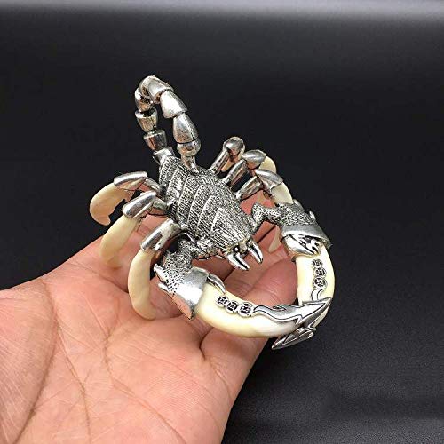 WWZYX Zuhause Garten Dekoration Skulptur Figur Statue, Kupferlegierung Inlay Tierzähne Skorpion Dekoration Dental Carving Crafts Große Skorpion Griffstücke Cover