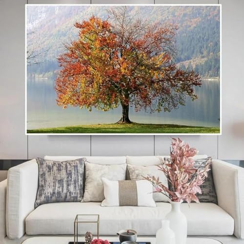 Peinture de paysage de coucher de soleil affiche étanche d'automne