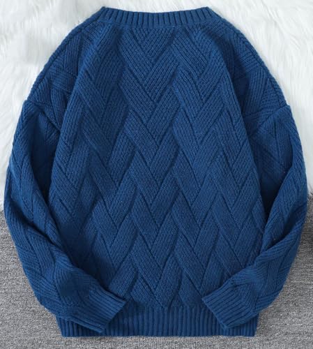Men's Trendy Textured Sweater Round Neck Long Sleeve Casual All Match Pullovers2