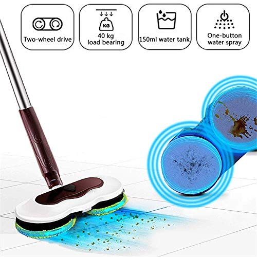 Elektro-Spin Mop Cordless Bodenreiniger Scrubber Polierer mit 2 Ersatz-Pads und Wasser-Spray-Funktion 180 Grad