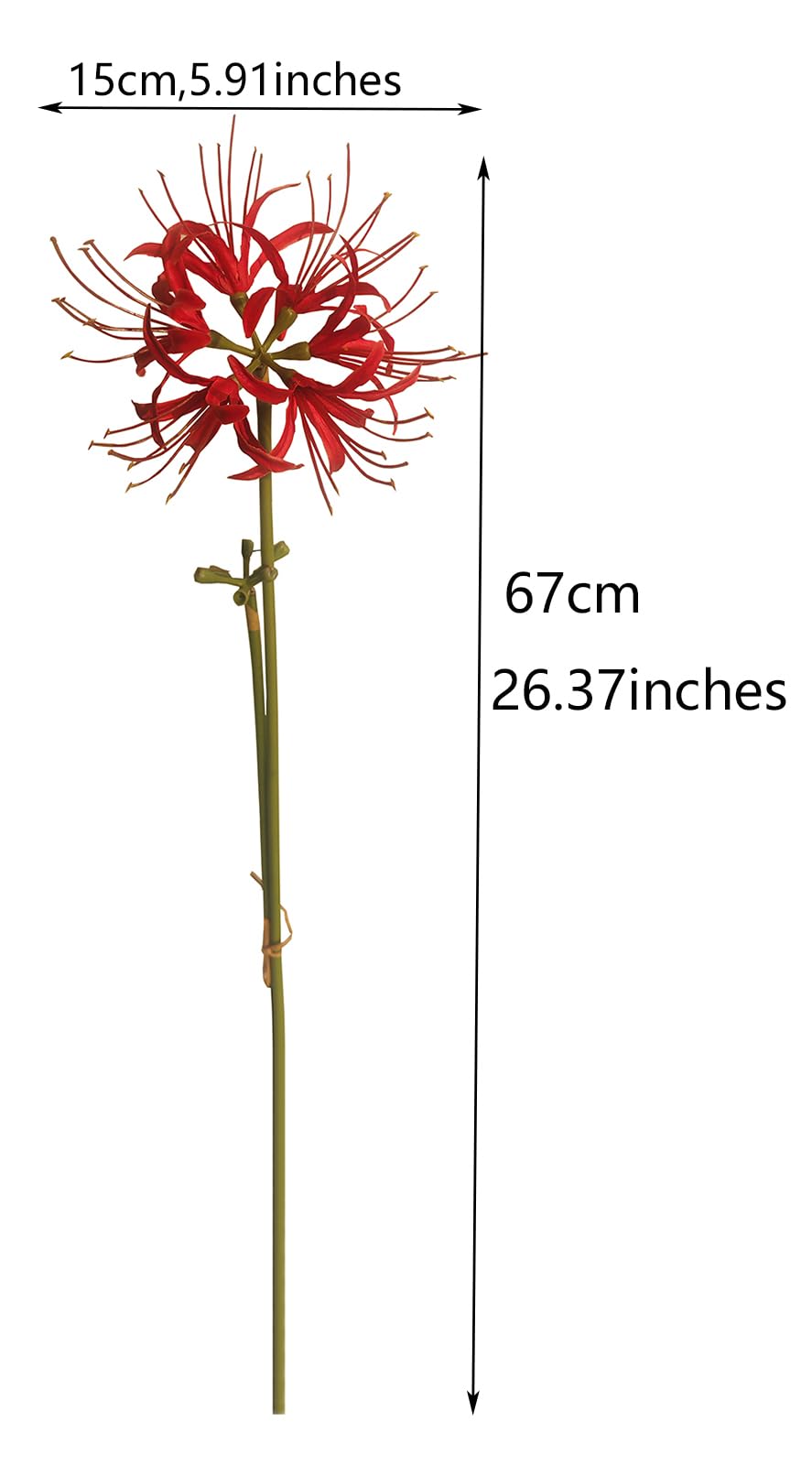 Calcifer 3 łodygi czerwone lilie pająk sztuczne kwiaty cebulki Lycoris (czerwone)