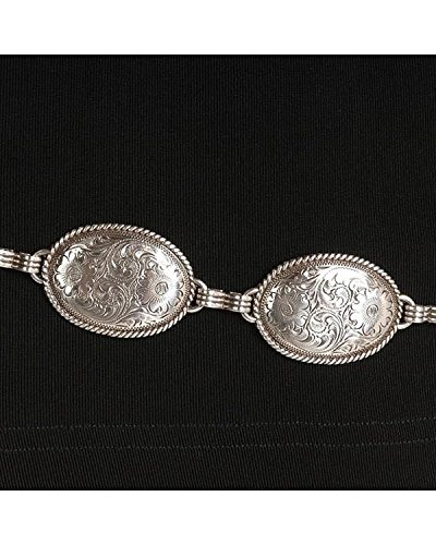Tony Lama Women's Antiqued Concho Link Hip Belt Silver Large #TOP1