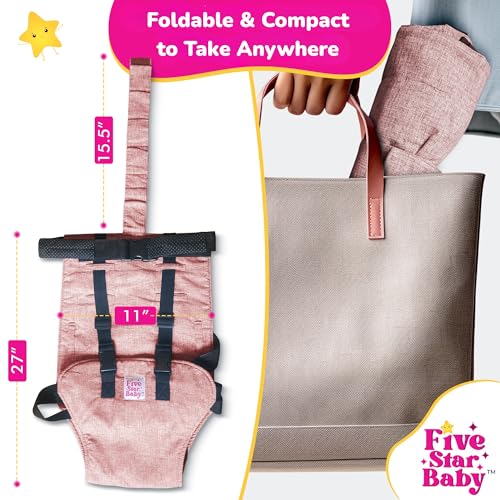 Image of Portable Baby Chair Strap - Travel Dining Seat Cover for Babies & Toddlers | Portable Baby Chair for Travel | Compact, Foldable Baby Seat Cover - Pink