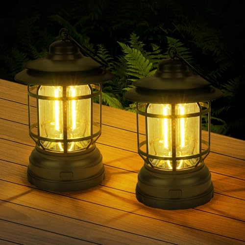 Flintronic 2 Pezzi Lanterna da Campeggio, Lanterna da Campeggio Portatile, 3 batterie AA, 3 Modalità Illuminazione Dimmerabile, per Campeggio, Emergenza, Pesca, Escursionismo(No incluse Batterie )