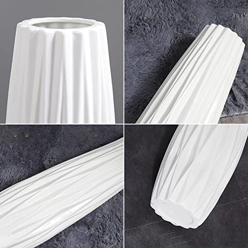 Vase de sol blanc en céramique de 45 cm pour fleurs séchées de salon