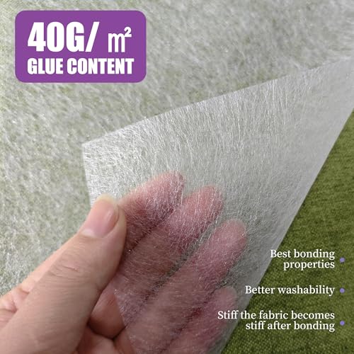 Nseamera Double Sided Fusible Interfacing Web for Sewing, Medium Duty 40g Adhesive, 11.8\"×5 Yards, Washable Fusible Webbing for Fabric Applique, Quilting, Crafts - Thumbnail 4