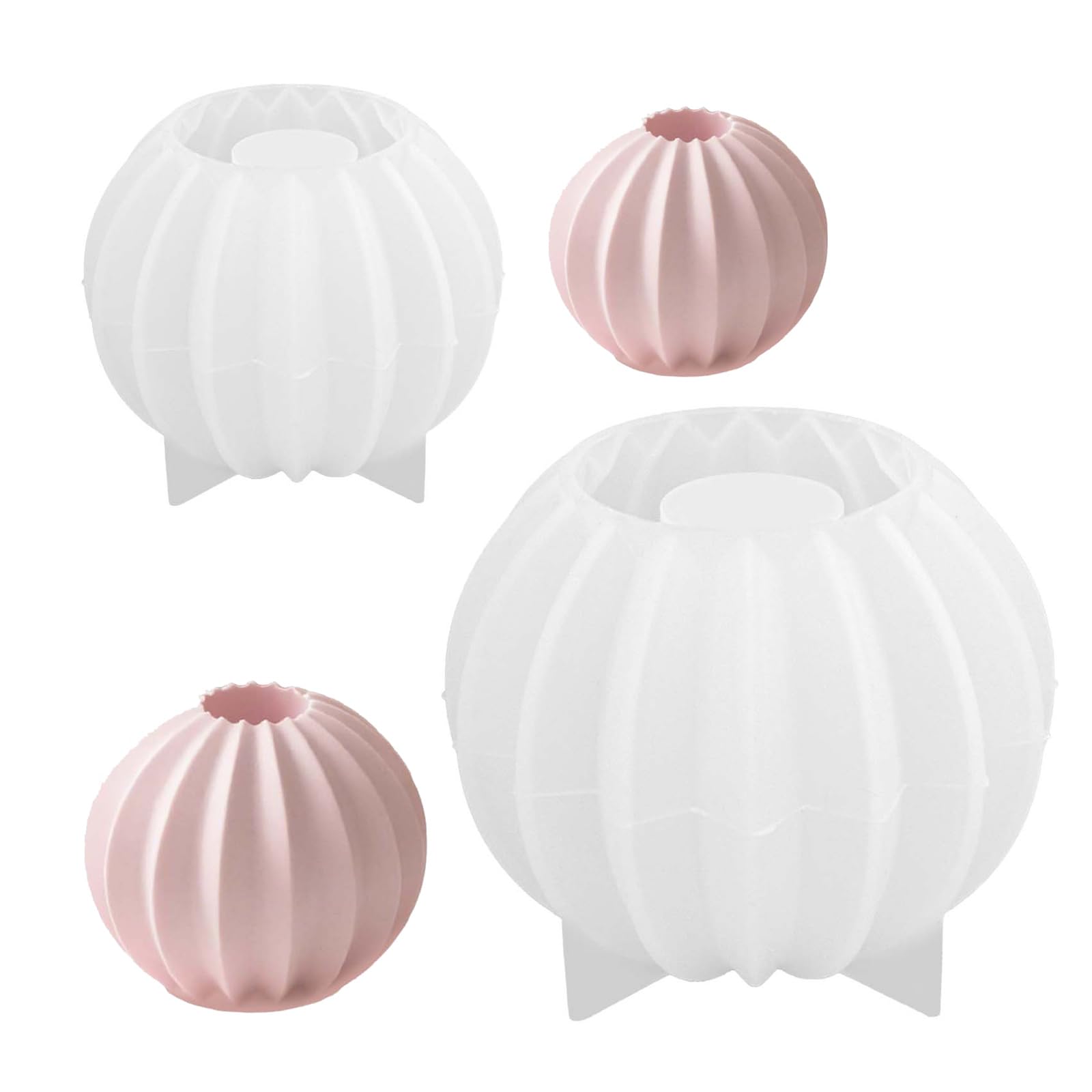 LUCKGONI Striped Sphere Silicone Multipurpose Silicone Candlestick Mould Easy Demolding For Making Candle Soap Resin Art
